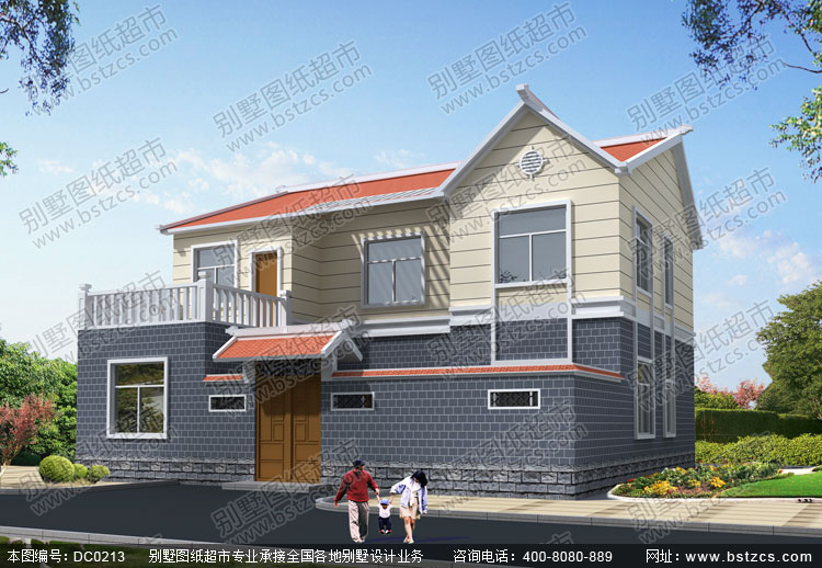 首页 图纸超市 二层别墅 农村实用二层带内院自建房屋设计图_别墅设计